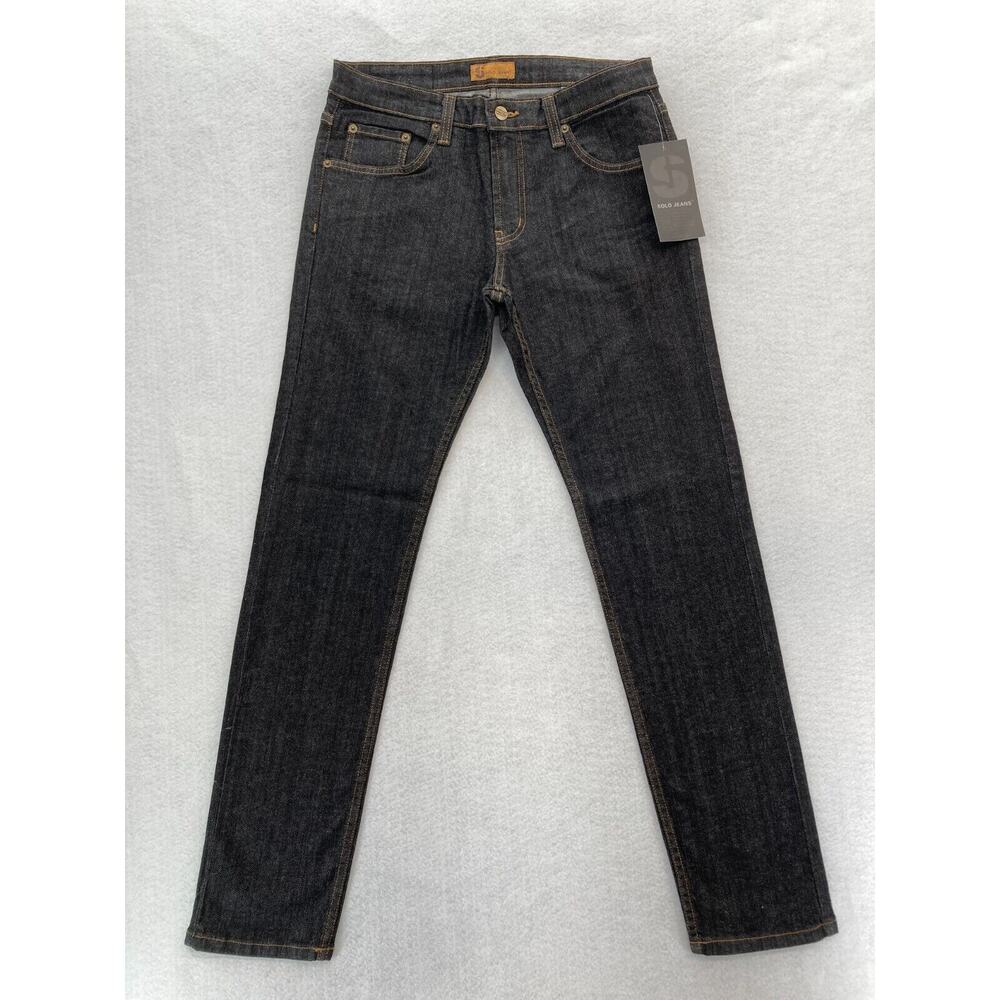 Vintage Solo Jeans Mens 33x32 Skinny Slim‎ Fit Dark Blue Stretch Denim Y2K NWT